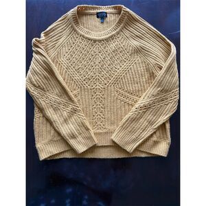 Topshop Women's Mustard Yellow Cable Knit Pullover Sweater Size 4